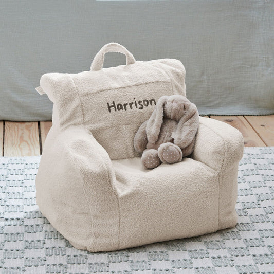 Personalised Ecru Name Bean Bag Filled Chair