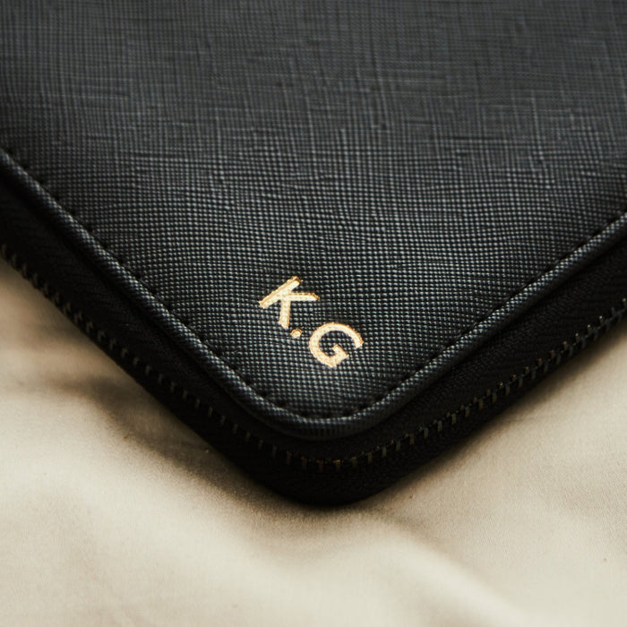 Personalised Embossed Travel Case in Black by Made Yours