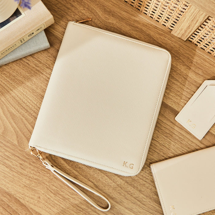 Personalised Embossed Travel Case in Oyster by Made Yours