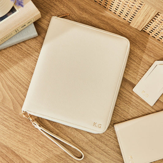 Personalised Embossed Travel Case in Oyster by Made Yours