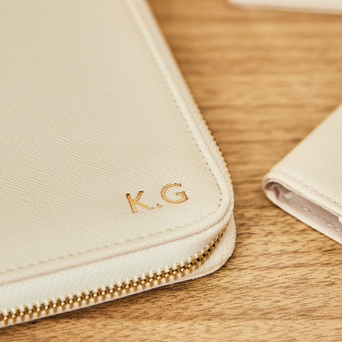 Personalised Embossed Travel Case in Oyster by Made Yours