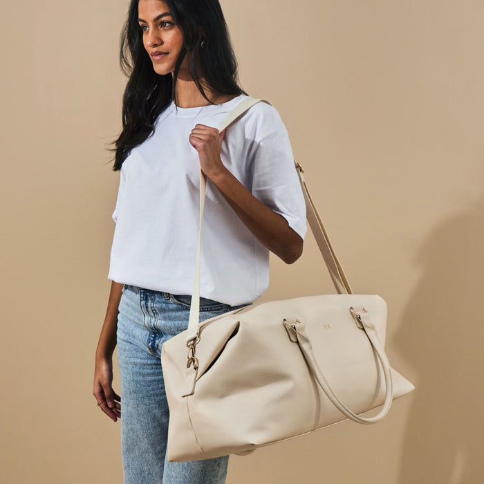 Personalised Embossed Weekend Holdall Bag in Oyster by Made Yours