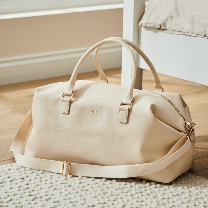 Personalised Embossed Weekend Holdall Bag in Oyster by Made Yours