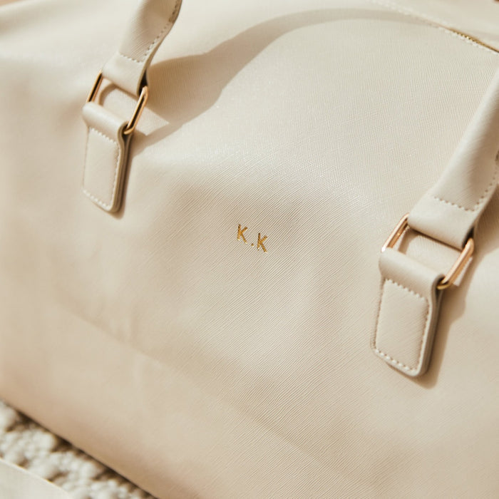 Personalised Embossed Weekend Holdall Bag in Oyster by Made Yours