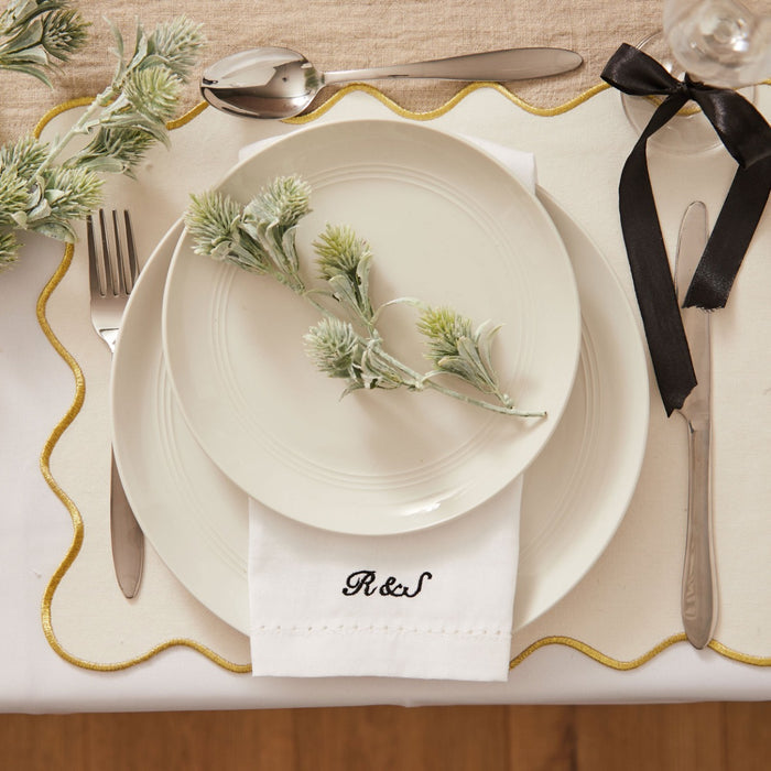 Personalised Embroidered Cotton White Napkin