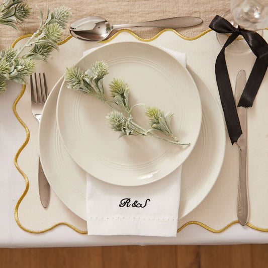 Personalised Embroidered Cotton White Napkin