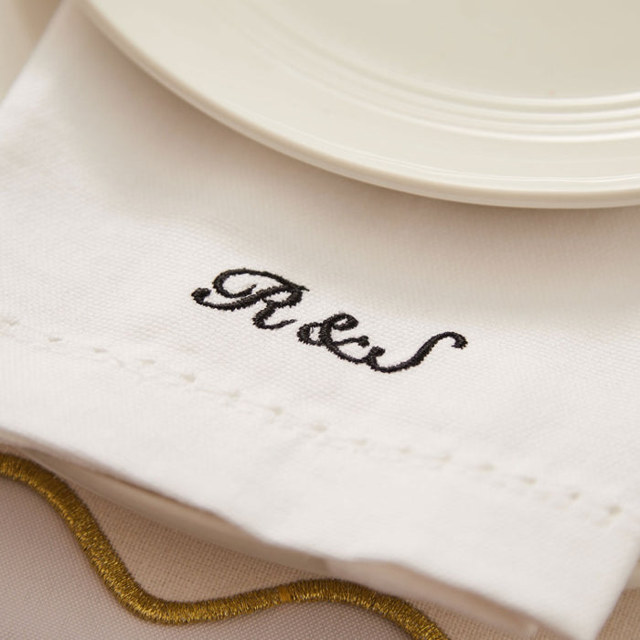 Personalised Embroidered Cotton White Napkin