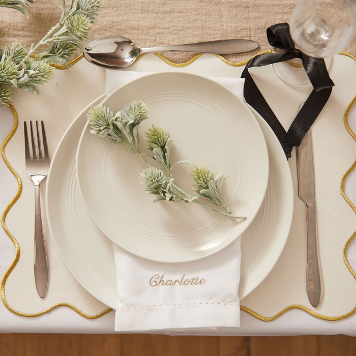 Personalised Embroidered Cotton White Napkin
