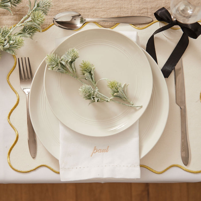 Personalised Embroidered Cotton White Napkin
