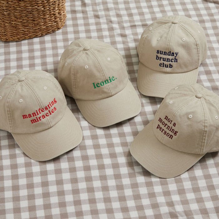 Personalised Embroidered Cream Slogan Baseball Cap
