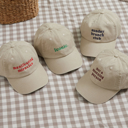 Personalised Embroidered Cream Slogan Baseball Cap