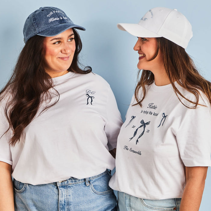 Personalised Embroidered Tying The Knot T-Shirt in White