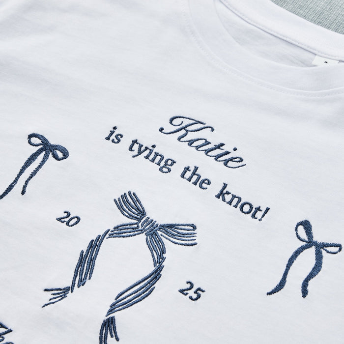 Personalised Embroidered Tying The Knot T-Shirt in White