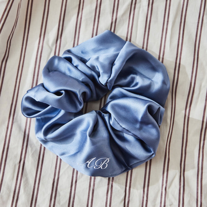 Personalised Extra Large Silky Scrunchie in Hydrangea Blue by Made Yours