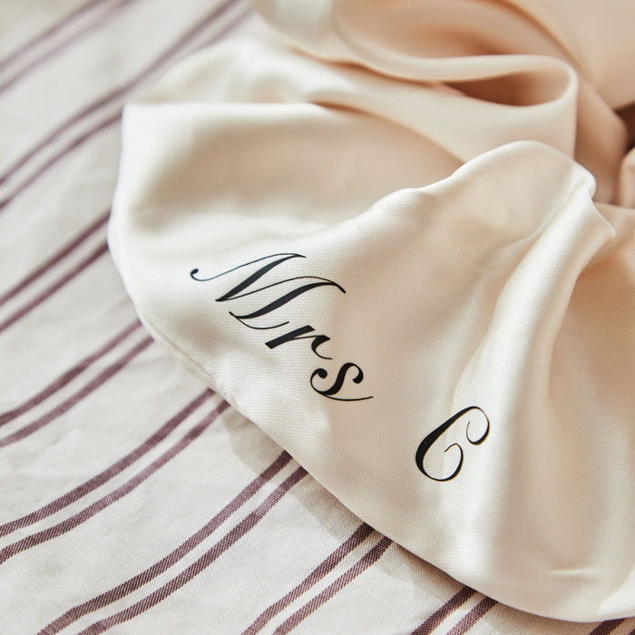 Personalised Extra Large Silky Scrunchie in Ivory by Made Yours