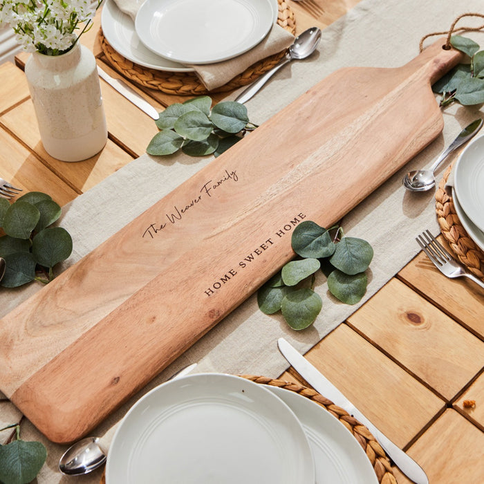 Personalised Family Home Sweet Home Wooden Paddle Platter Board by Made Yours