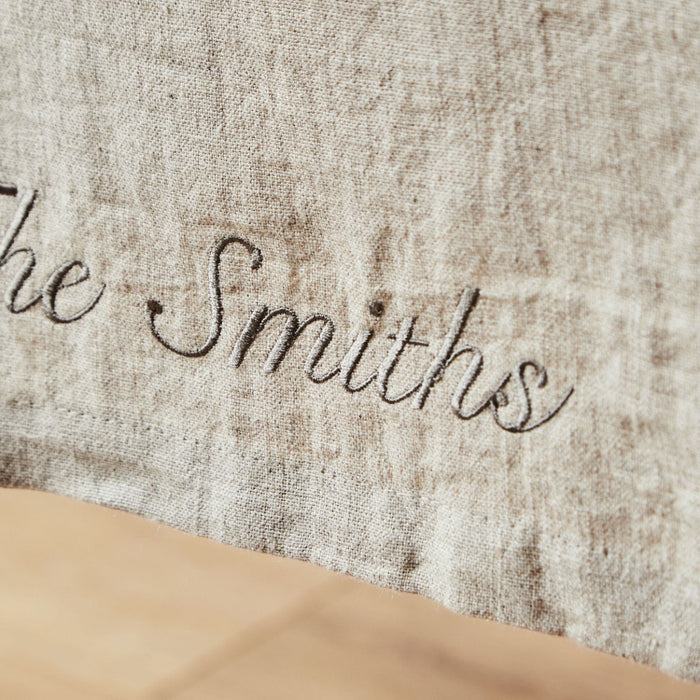 Personalised Family Linen Table Runner in Natural by Made Yours