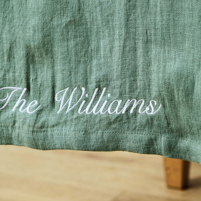 Personalised Family Linen Table Runner in Rosemary by Made Yours