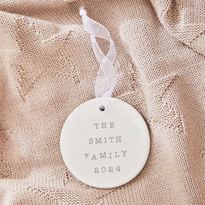 Personalised Family Round Ceramic Hanging Decoration