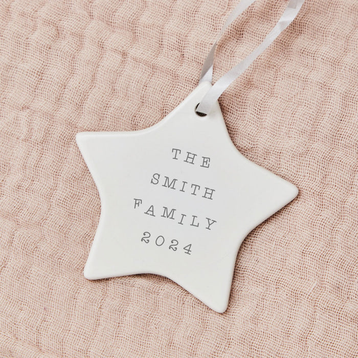 Personalised Family Star Ceramic Hanging Decoration