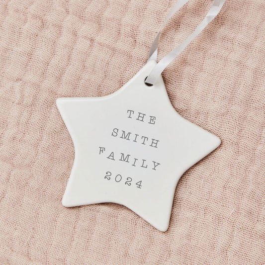 Personalised Family Star Ceramic Hanging Decoration