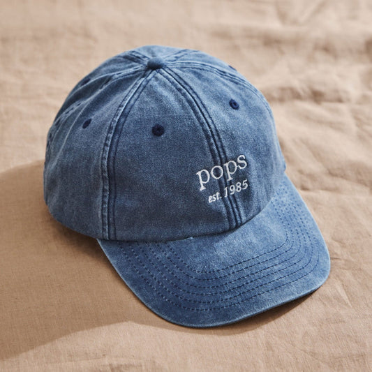Personalised Family Vintage Cap in Denim Blue