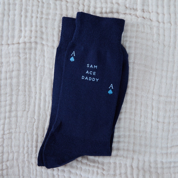 Personalised Father's Day Ace Navy Socks