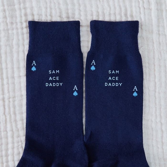 Personalised Father's Day Ace Navy Socks