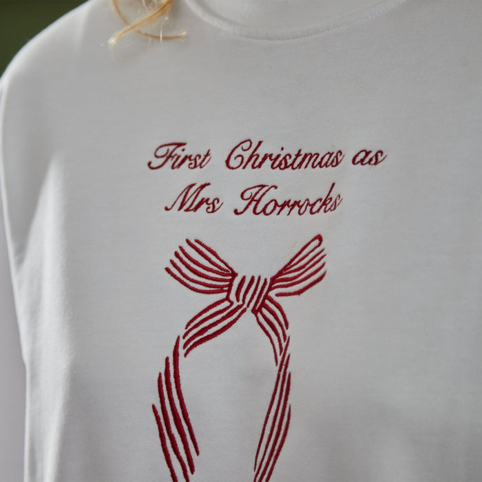 Personalised 'First Christmas As...' Bow Jumper