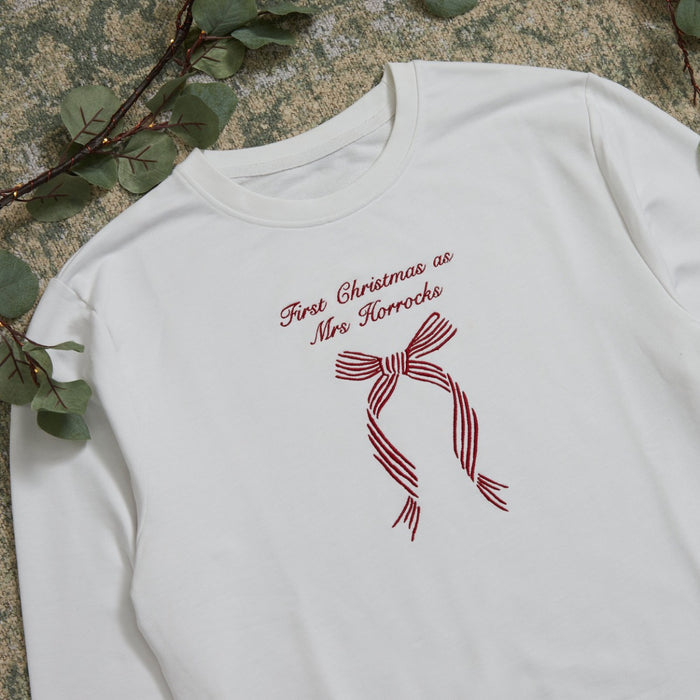 Personalised 'First Christmas As...' Bow Jumper