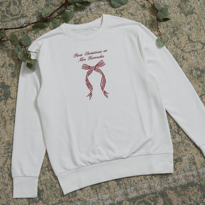 Personalised 'First Christmas As...' Bow Jumper