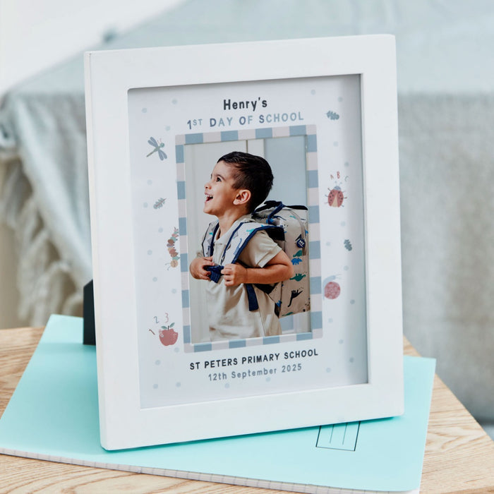 Personalised First Day Of School Photo Frame in Grey
