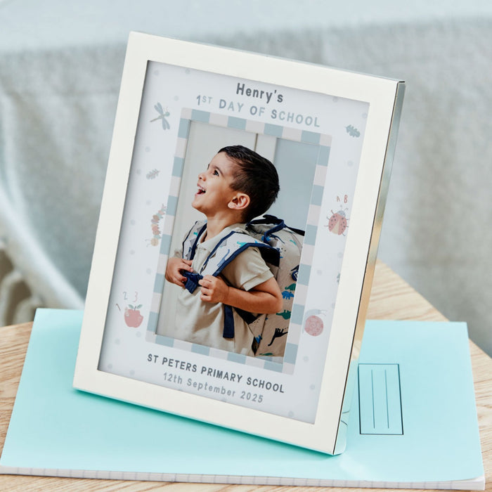 Personalised First Day Of School Photo Frame in Grey
