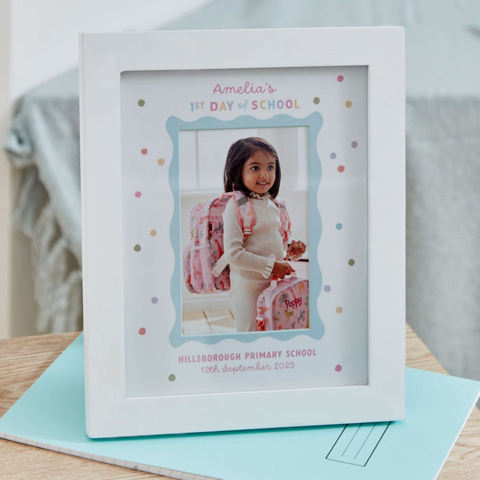 Personalised First Day Of School Photo Frame in Pink