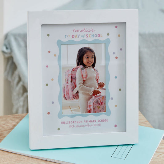 Personalised First Day Of School Photo Frame in Pink
