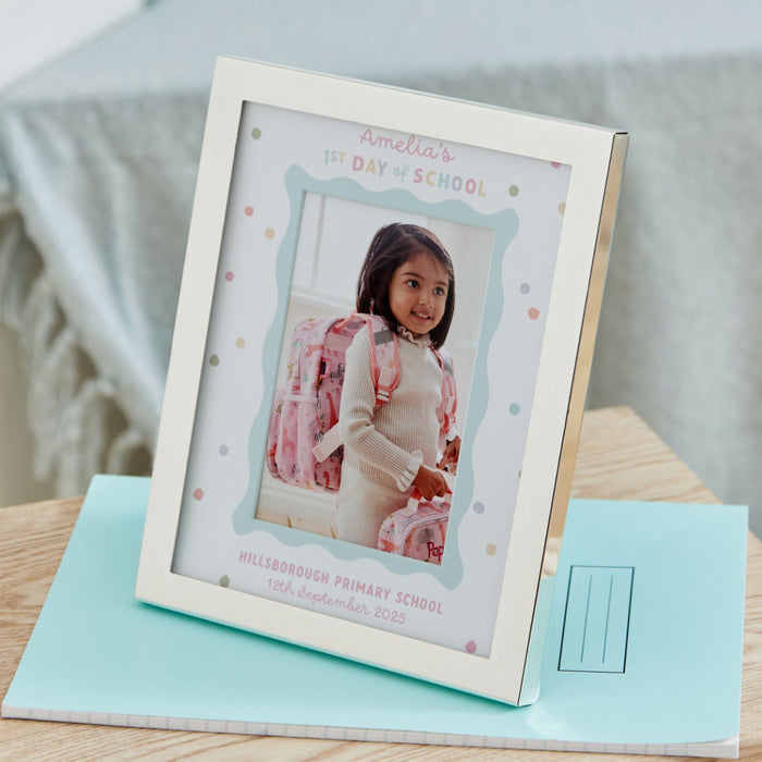 Personalised First Day Of School Photo Frame in Pink