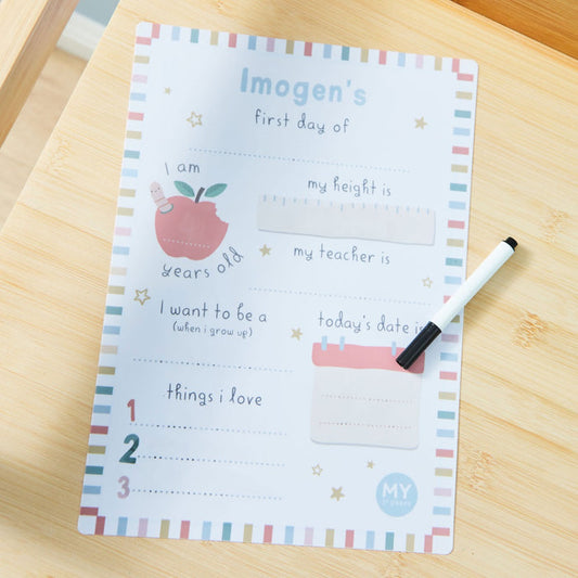Personalised First Day White Board