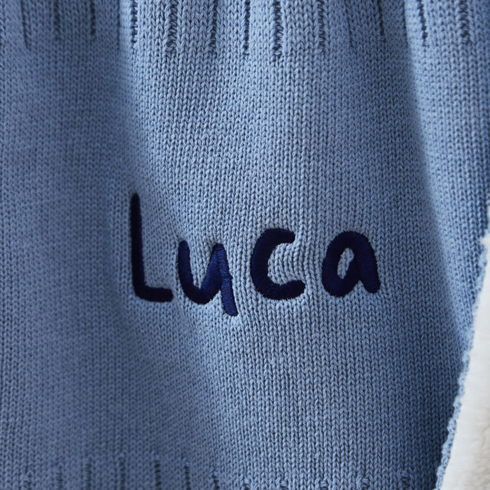 Personalised Fleece Lined Blanket in Blue
