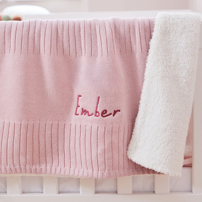 Personalised Fleece Lined Blanket in Pink