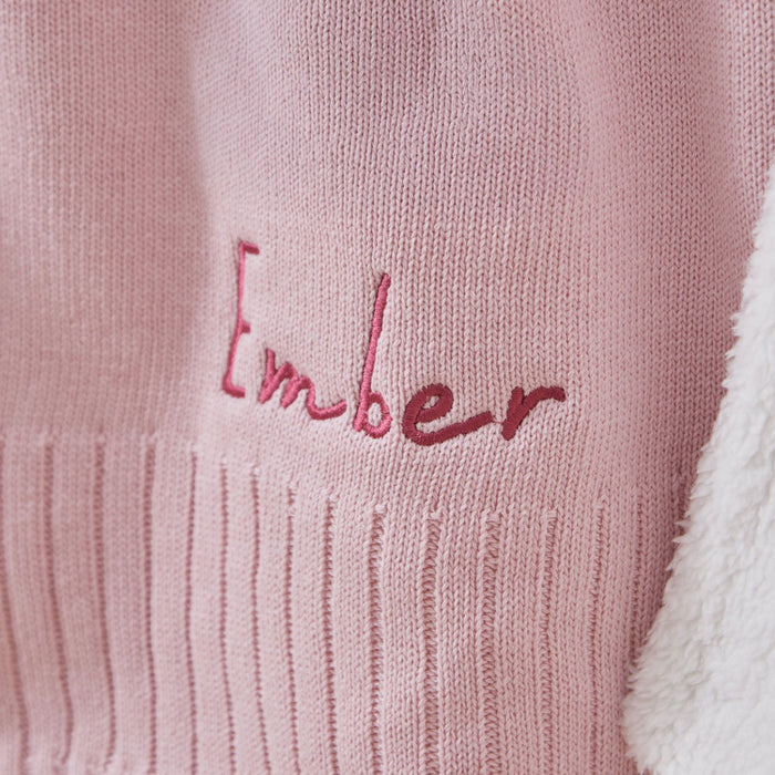 Personalised Fleece Lined Blanket in Pink