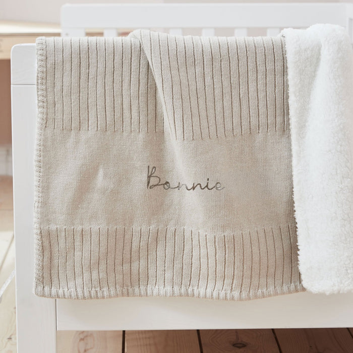 Personalised Fleece Lined Oatmeal Blanket