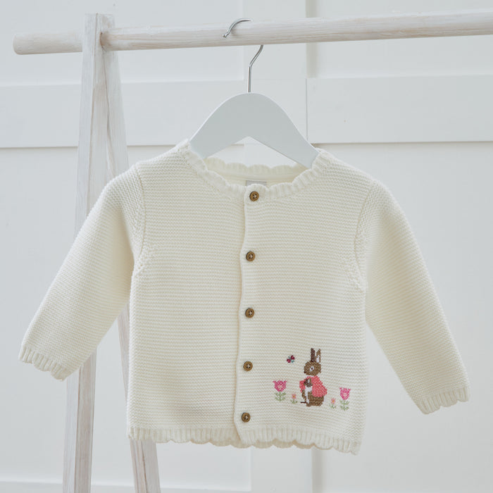 Personalised Flopsy™ Bunny Cross Stitch Ivory Cardigan