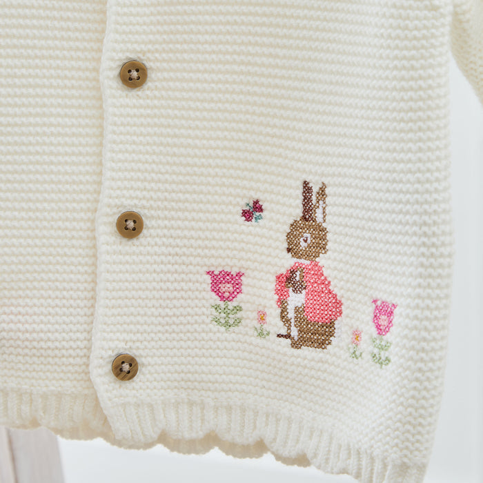 Personalised Flopsy™ Bunny Cross Stitch Ivory Cardigan
