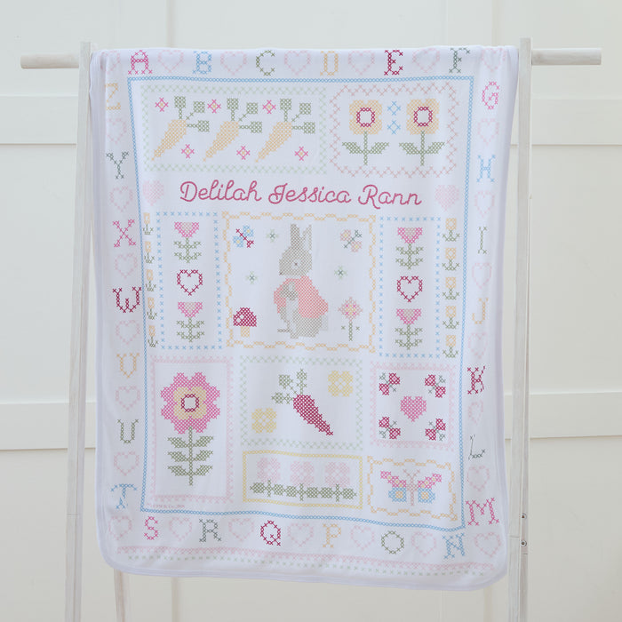 Personalised Flopsy™ Bunny Cross Stitch Jersey Blanket