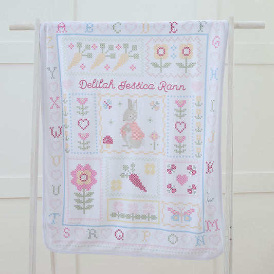 Personalised Flopsy™ Bunny Cross Stitch Jersey Blanket
