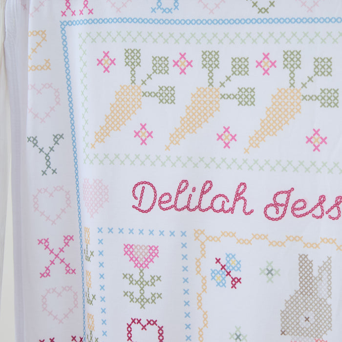 Personalised Flopsy™ Bunny Cross Stitch Jersey Blanket