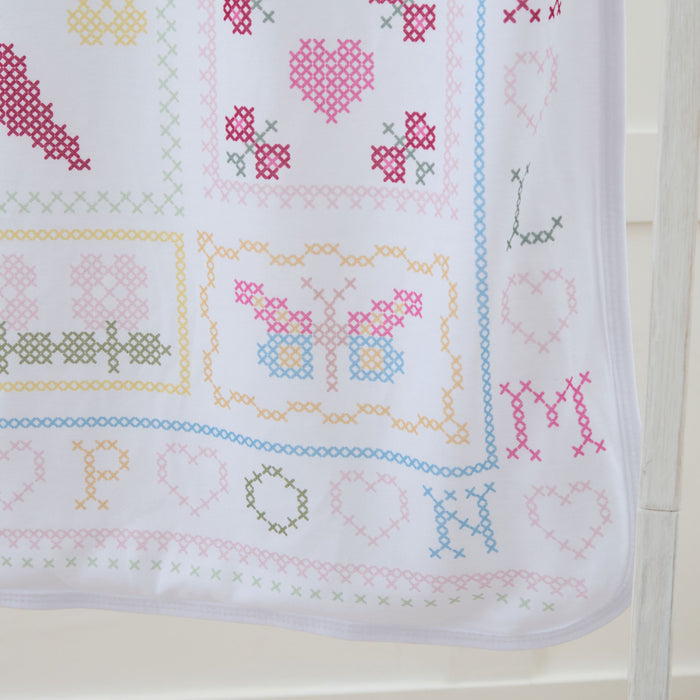 Personalised Flopsy™ Bunny Cross Stitch Jersey Blanket