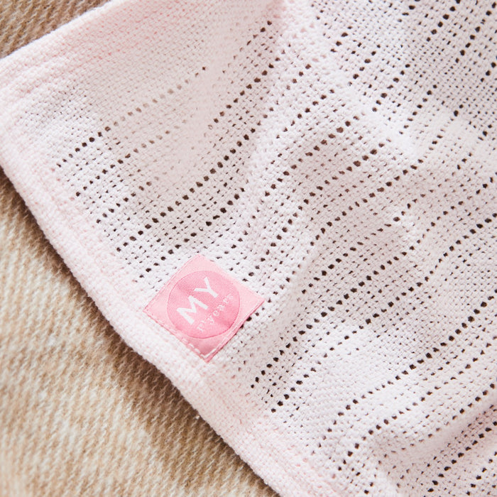 Personalised Flopsy™ Bunny Pink Embroidered Cellular Baby Blanket