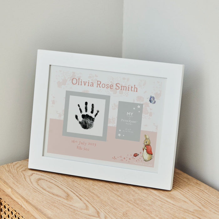 Personalised Flopsy Bunny™ Pink Handprint Frame