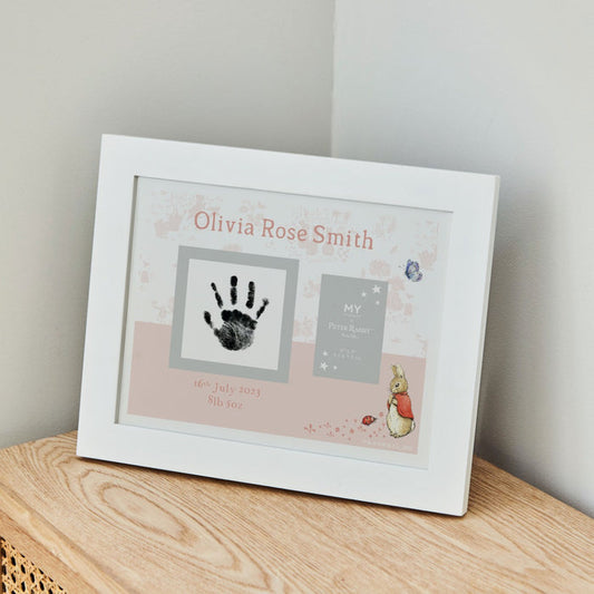 Personalised Flopsy Bunny™ Pink Handprint Frame